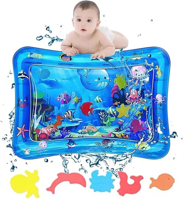 Baby Water Pad Water Play Mat for Infants Toddlers Early Development Activities Inflatable Tummy Time Water Mat for 3-48 Months for Baby's Stimulation Growth Size: 69×50×8 CM