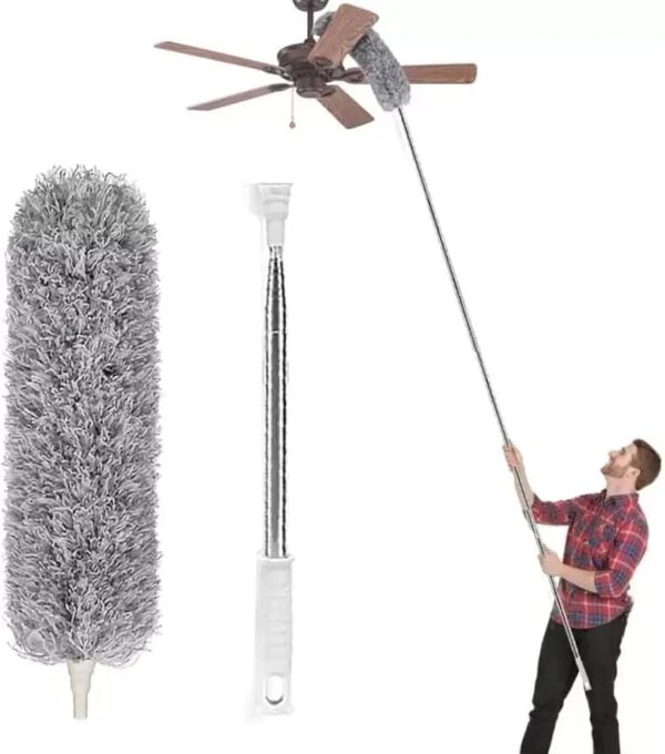 Microfiber Duster with 100-Inch Extension Pole – High Ceiling & Fan Cleaning | ASGADGET