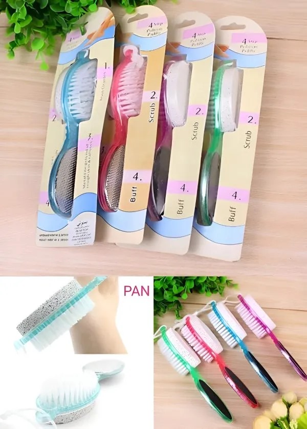 4 in 1 Pedicure Tool Foot Scrubber Brush Foot File Callus Remover with Foot Rasp, Pumice Stone